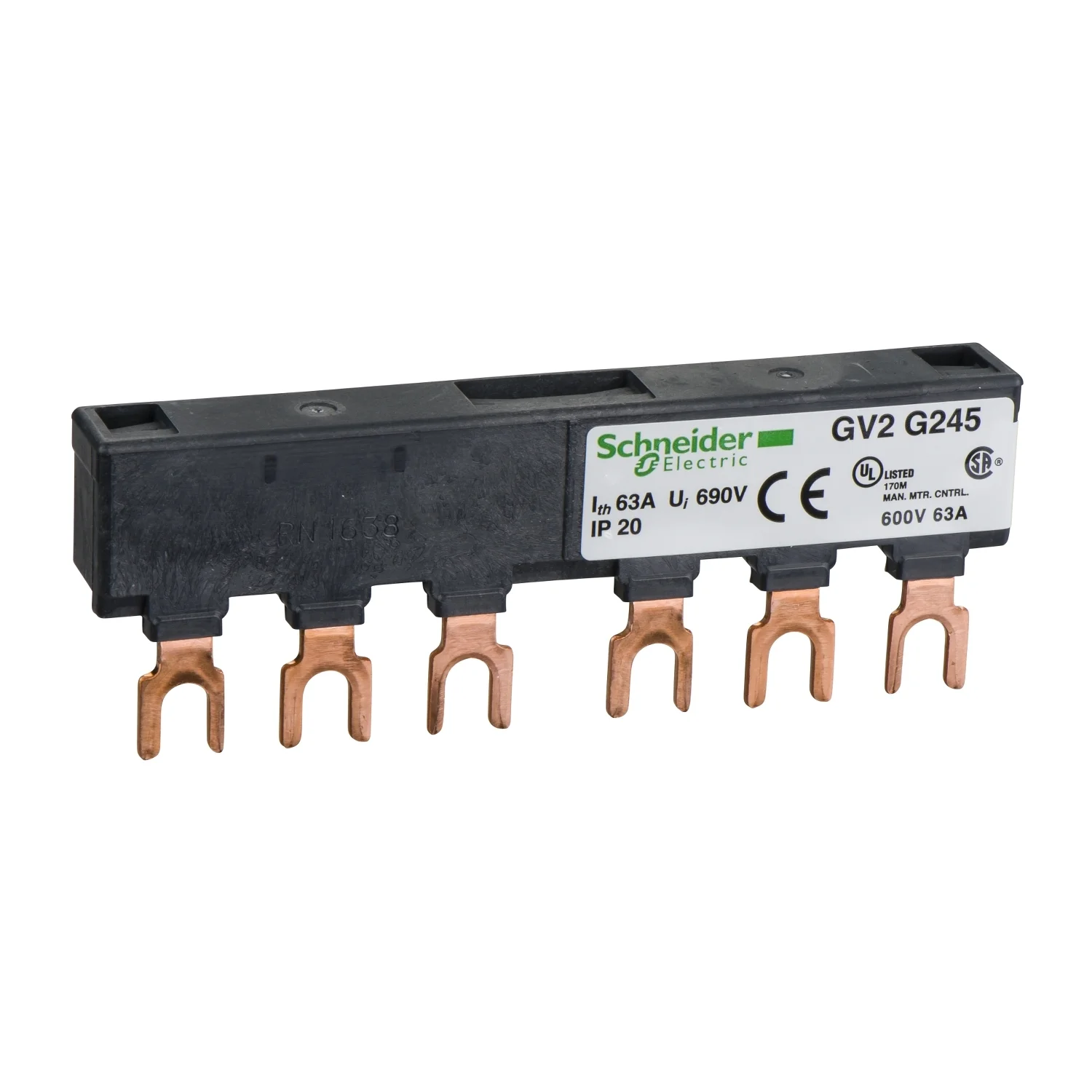 Schneider Electric TeSys Busbar For Parallelling Suitable For LC1 D09 - 18 or D25 - D38 Tesys D 2 Contactor And GV2 Tesys D MPCB GV2G245