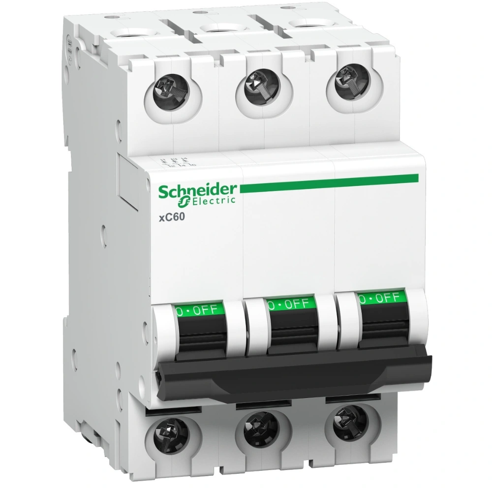 Schneider Electric Acti 9 xC60 MCB 6 A 3 Pole 10 kA C-Curve (IS/IEC60898-1) A9N3P06CGN