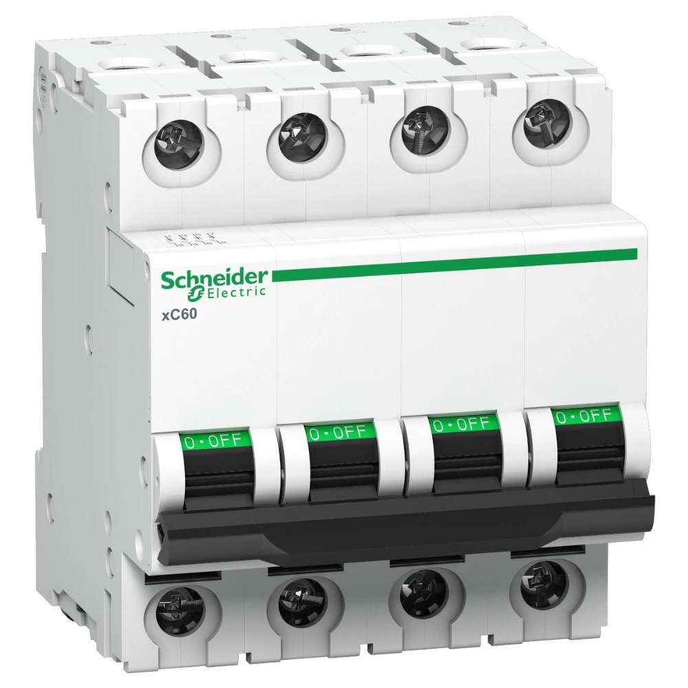 Schneider Electric Acti 9 xC60 MCB 2 A 4 Pole 10 kA C-Curve (IS/IEC60898-1) A9N4P02CGN