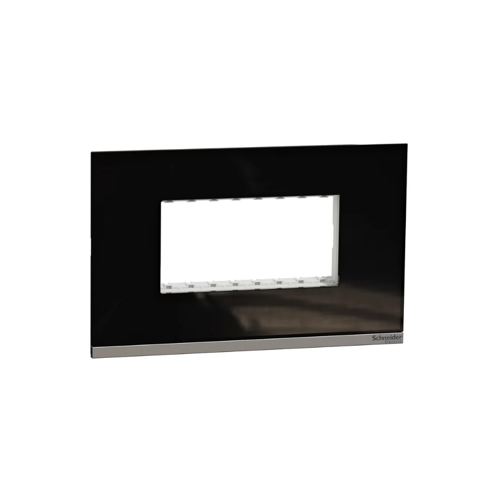 Schneider Electric UnicaPure 4 Module Pearl Black Cover Plate UNPCP4MGB