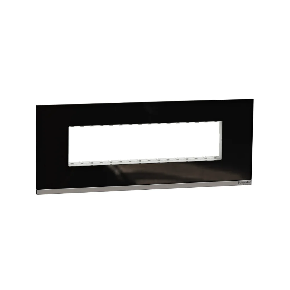Schneider Electric UnicaPure 8 Module Linear Pearl Black Cover Plate UNPCP8MLGB