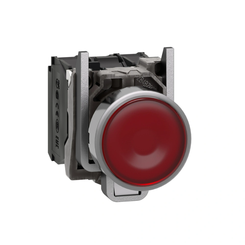 Schneider Electric Harmony XB4 Illuminated Push Button 22 mm Metal Red 1 NO + 1 NC Flush Universal LED 230-240V AC XB4BW34M5