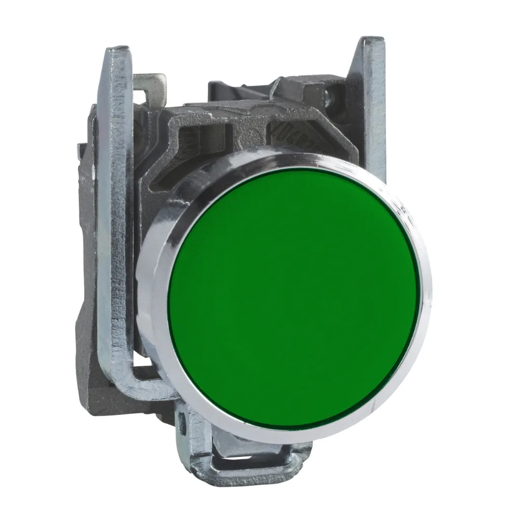 Schneider Electric Harmony XB4 Push Button 22 mm Green Metal 1 NO Flush Type Spring Return unmarked XB4BA31