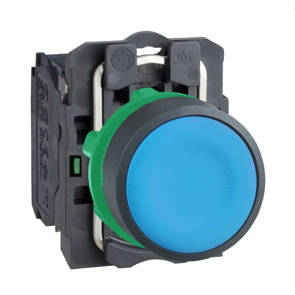 Schneider Electric Harmony XB5 Push Button 22 mm Blue 1 NO Projecting Type Spring Return XB5AL61N