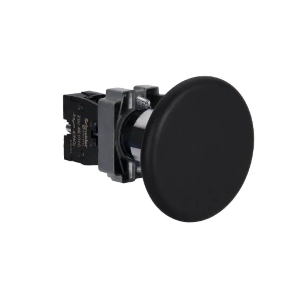 Schneider Electric Easy Harmony XB2 Mushroom Head Push Button 60 mm 22 mm Black Metal 1 NO Spring Return XB2BR21C