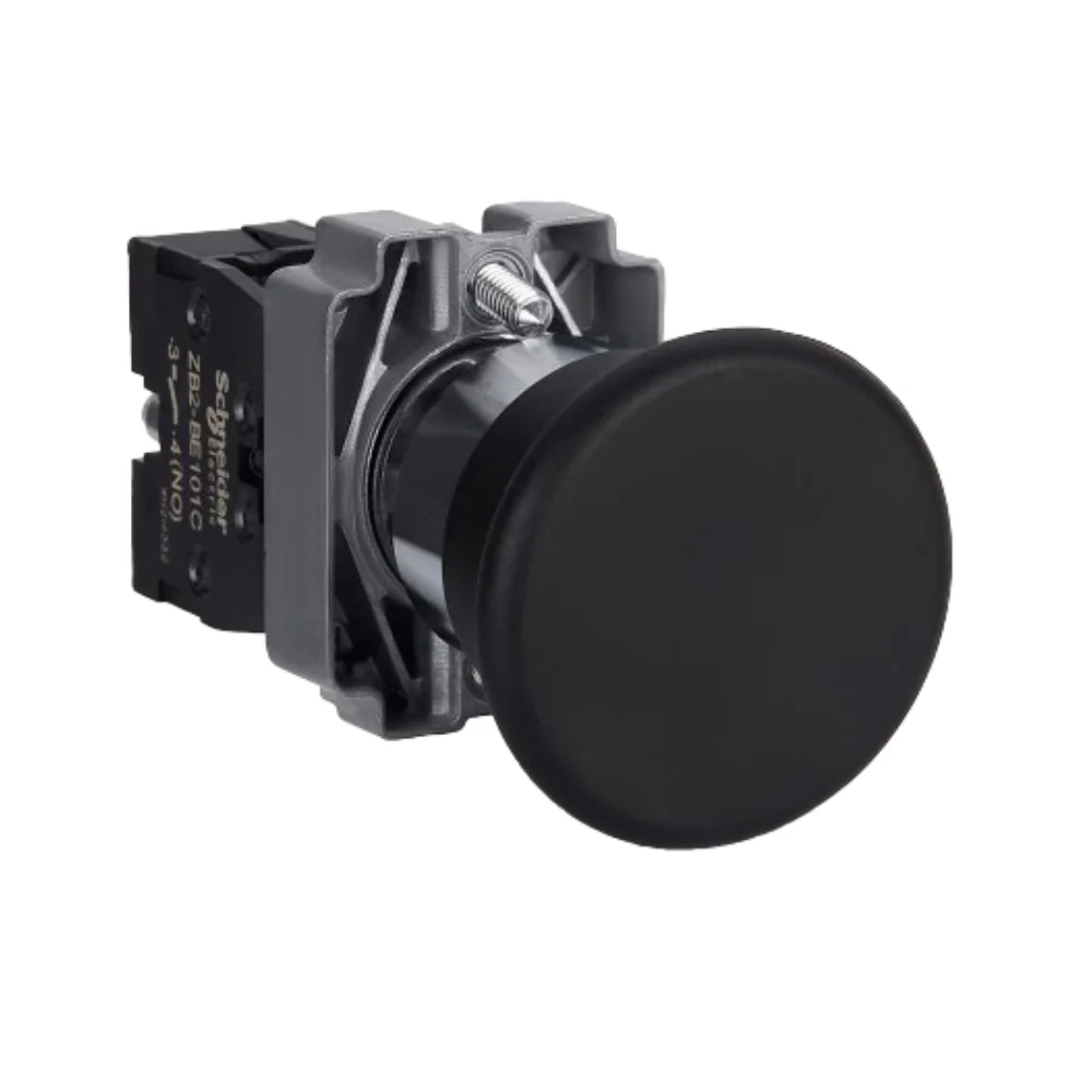 Schneider Electric Easy Harmony XB2 Mushroom Head Push Button 40 mm 22 mm Black Metal 1 NO Spring Return XB2BC21C
