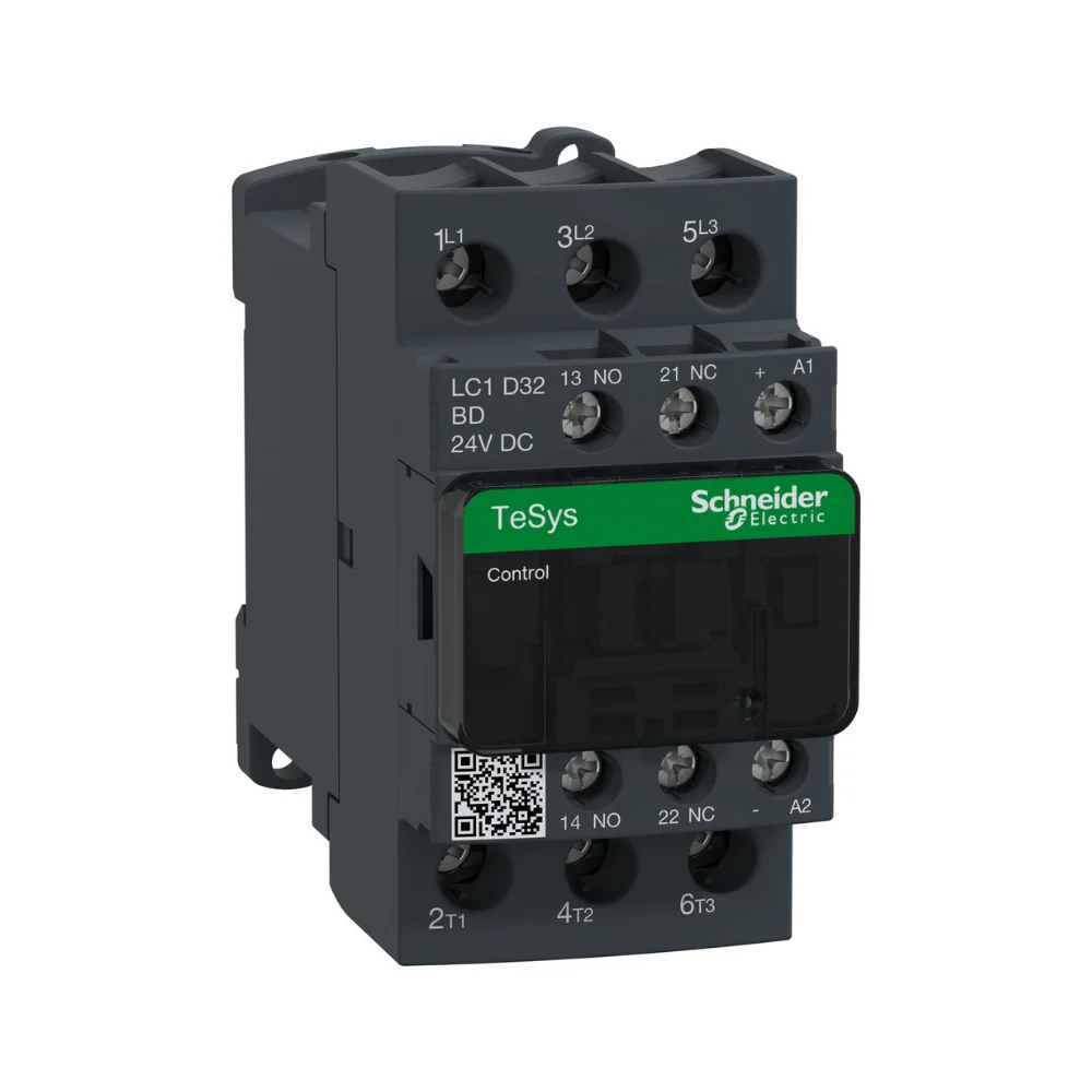 Schneider Electric TeSys Power Contactor - D Model 32 A 3 Pole 24 V DC 1 NO  1 NC AC3 Duty LC1D32BD