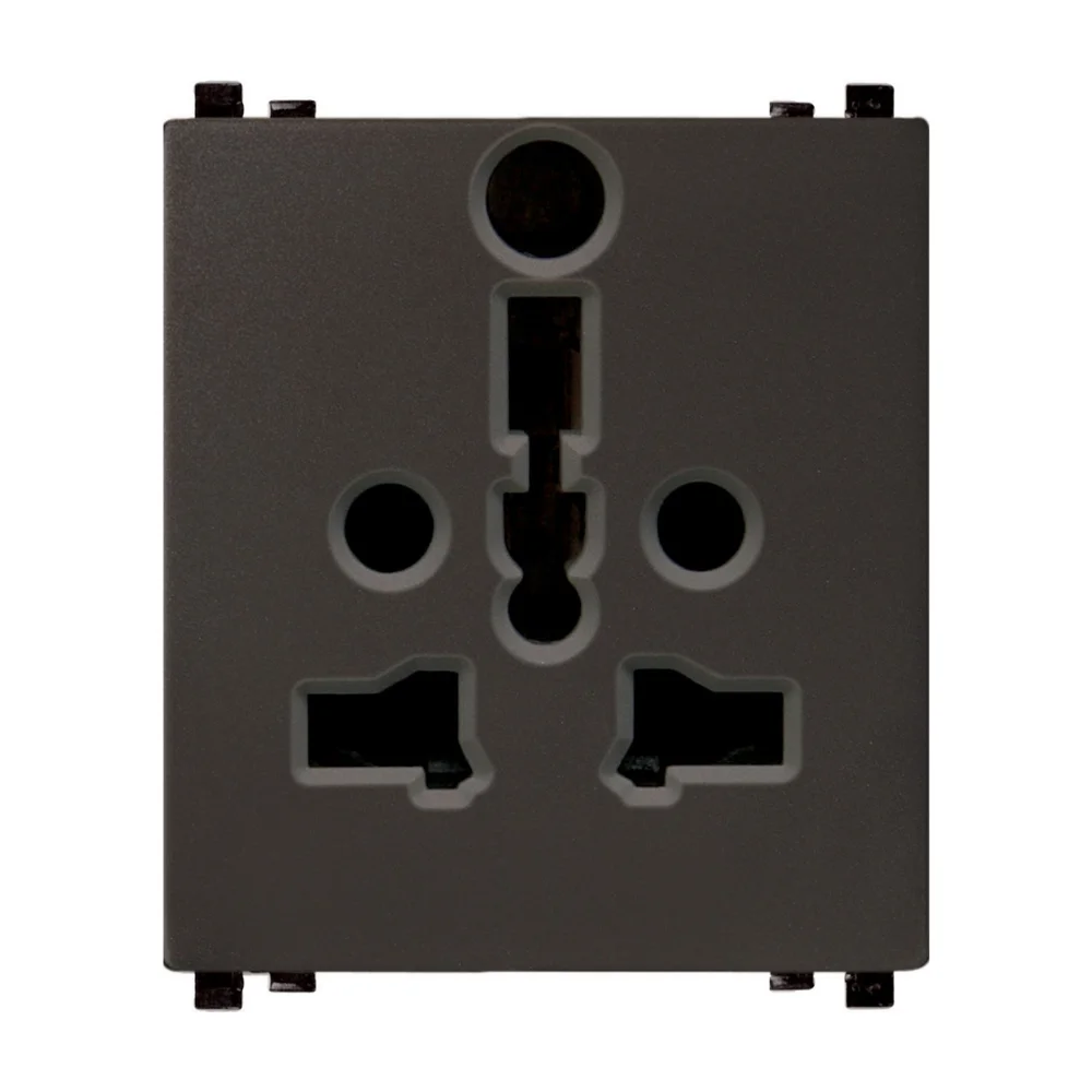 Schneider Electric ZENcelo Dark Grey Multi Pin International Socket 16 A 2 Module With Safety Shutter IN84213IS(BZ)