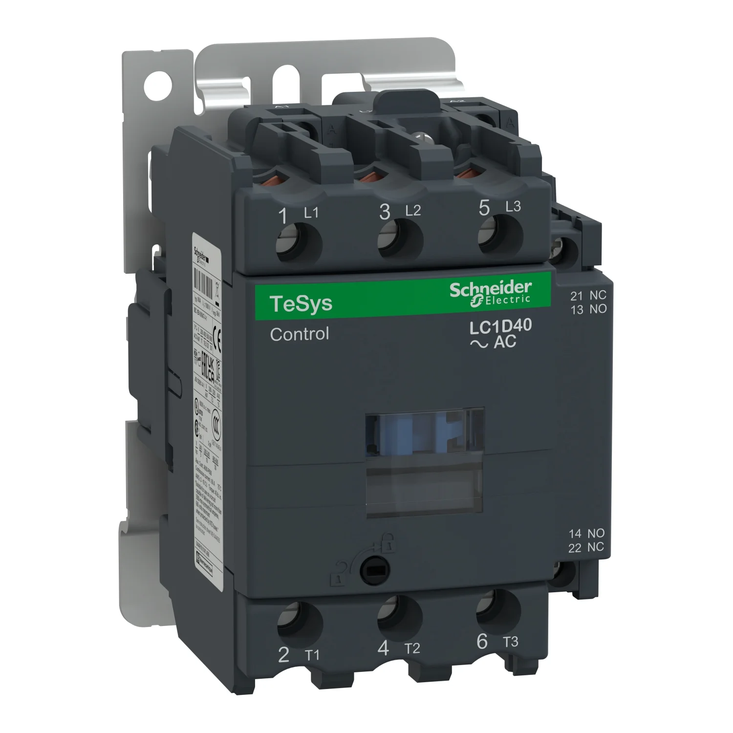 Schneider Electric TeSys D Power Contactor 40 A 3 Pole 220 V AC 1 NO + 1 NC AC1 Duty LC1D40M7