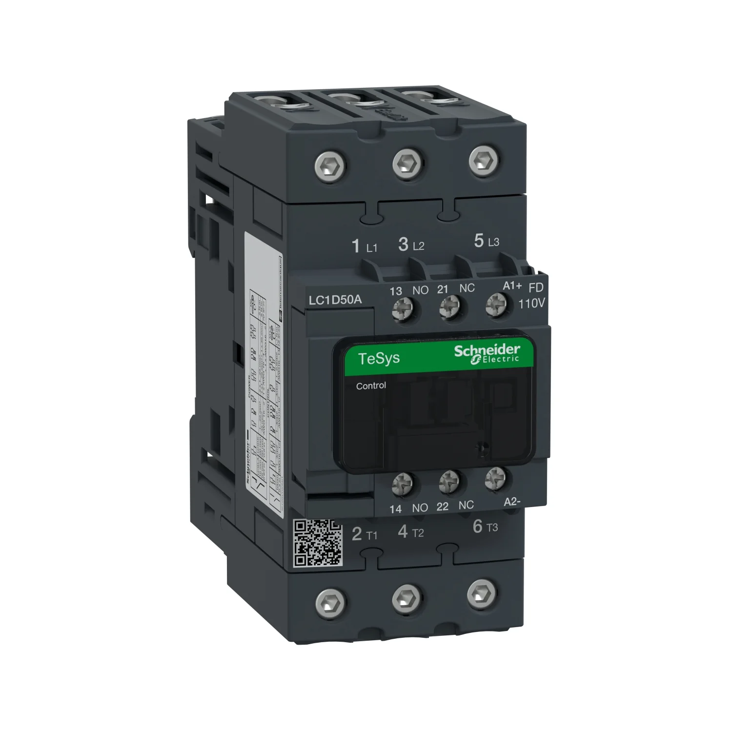 Schneider Electric TeSys Power Contactor - D Model 50 A 3 Pole 110 V DC 1 NO + 1 NC AC3 Duty LC1D50AFD