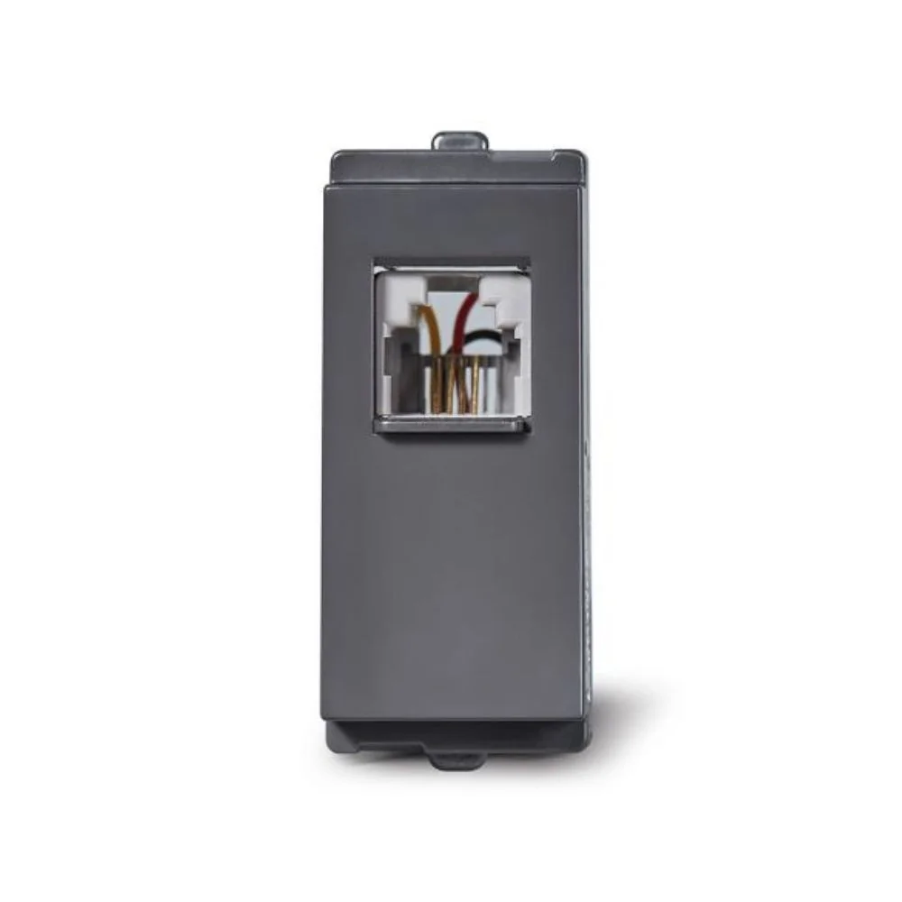 Schneider Electric Opale Coke Grey Telephone Outlet RJ 11 1 Module Single Jack With Safety Shutter AAKY4011