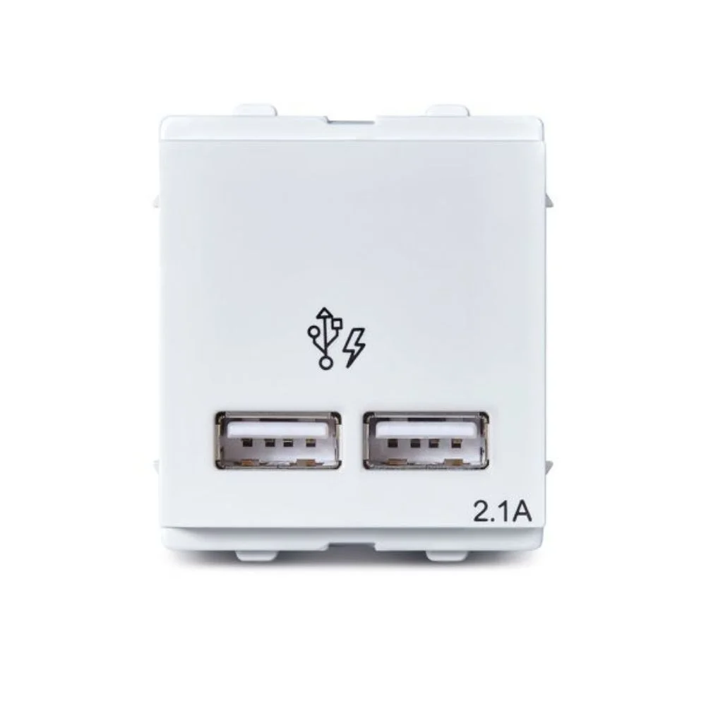 Schneider Electric Opale White USB Charger Socket 2.1 A 2 Module X7003WH