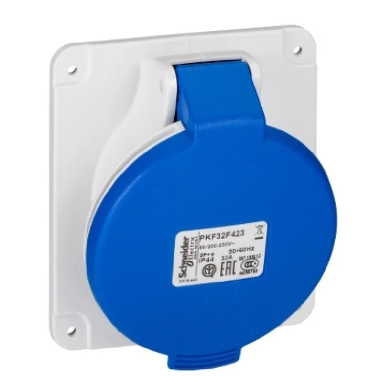 Schneider Electric Pratika Socket 32 A 2 Pole+E IP 44 200-250 V Screw Type Panel Mounted PKF32F423