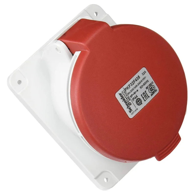 Schneider Electric Pratika Socket 32 A 3 Pole+N+E IP 44 380-415 V Screw Type Panel Mounted PKF32F435