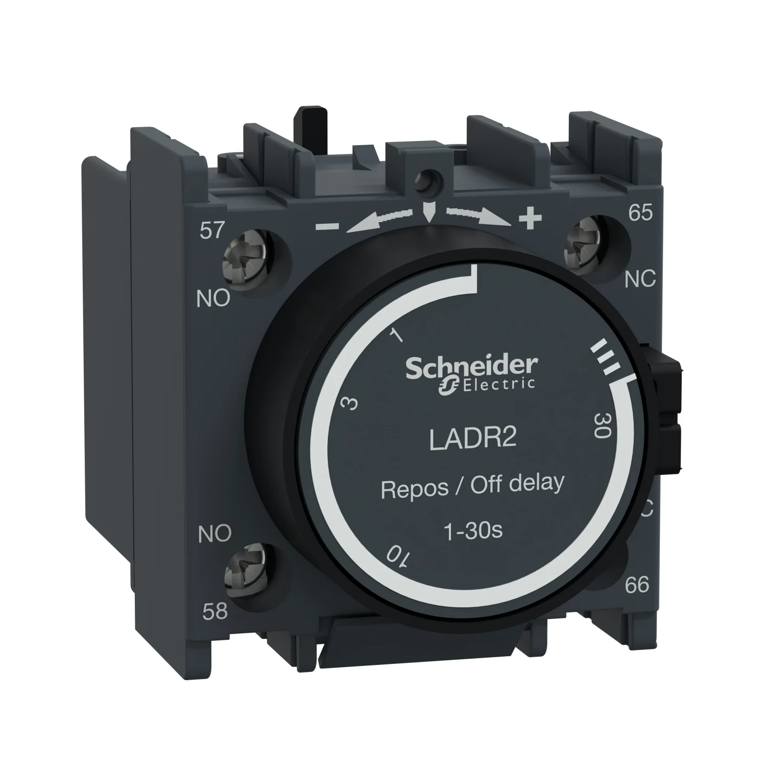 Schneider Electric TeSys Pneumatic Timer Block Off Delay 1 NO + 1 NC 0.1 to 30 Sec Front Mounted Suitable For Tesys D & Tesys F Model Contactor LADR2
