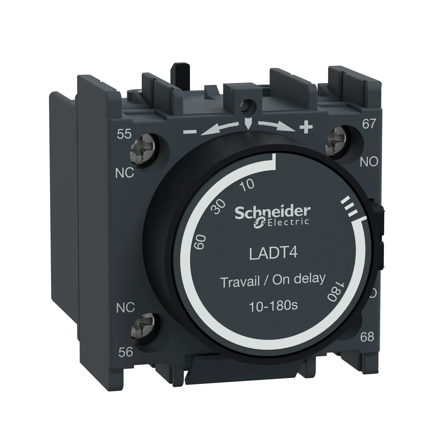 Schneider Electric TeSys Pneumatic Timer Block On Delay 1 NO + 1 NC 10 To 180 Sec Front Mounted Suitable For TeSys D & TeSys F Contactor LADT4