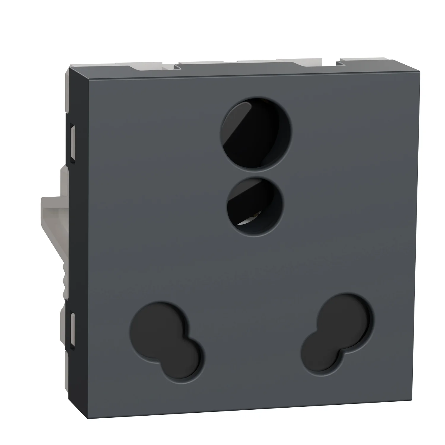 Schneider Electric UnicaPure Black 3 Pin Twin Socket 6/16 A 2 Module With Safety Shutter UNS616SK2M_GY