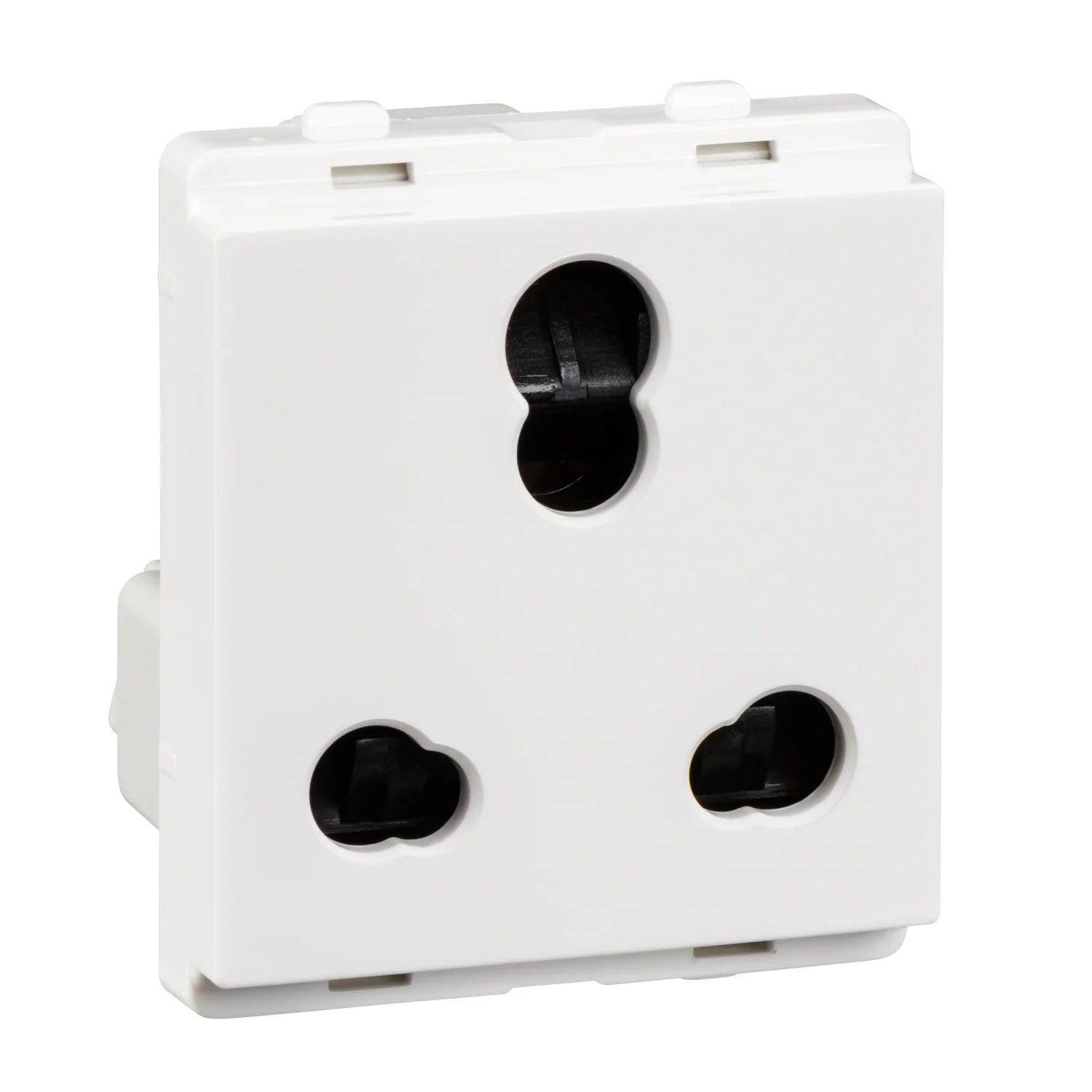Livia White 3 Pin Twin Socket 10/25 A 2 Module With Safety Shutter P2207