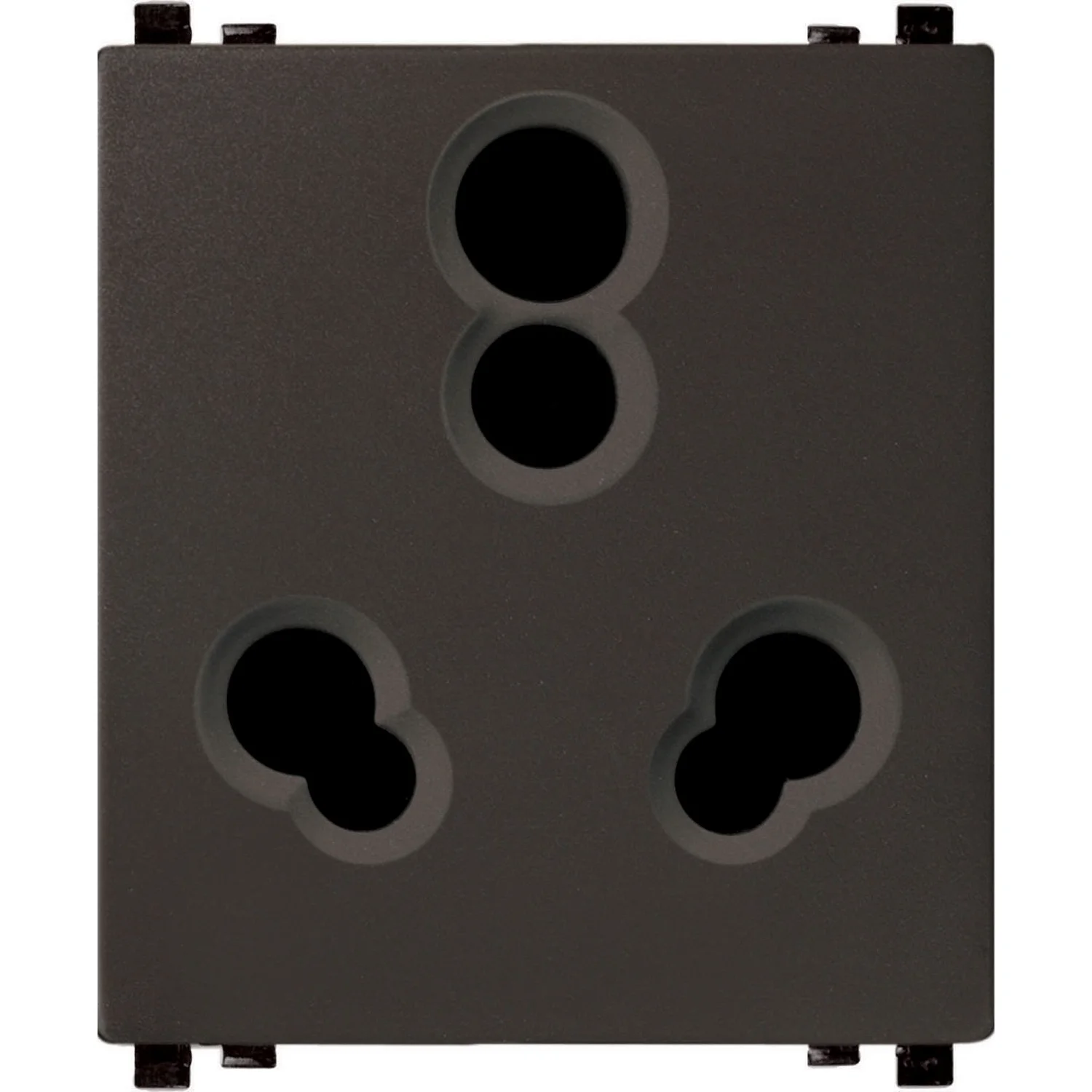 Schneider Electric ZENcelo Dark Grey 3 Pin Twin Socket 6/16 A 2 Module With Safety Shutter IN8426/16(BZ)