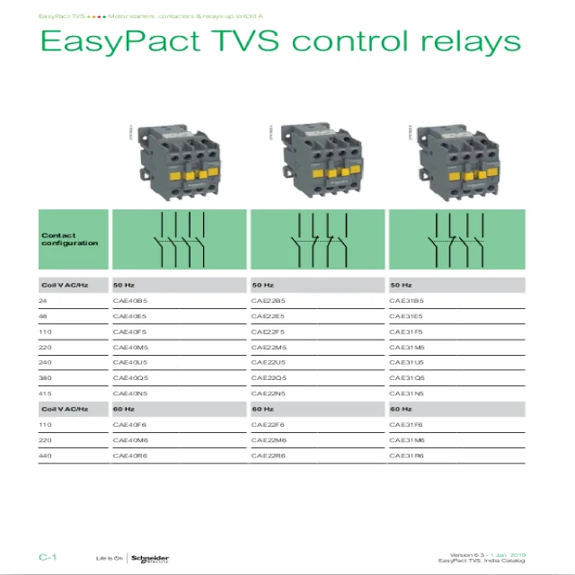 Mvs21430 Download Schneider EasyPact TVS Auxiliary Contactor Catalogue PDF ...