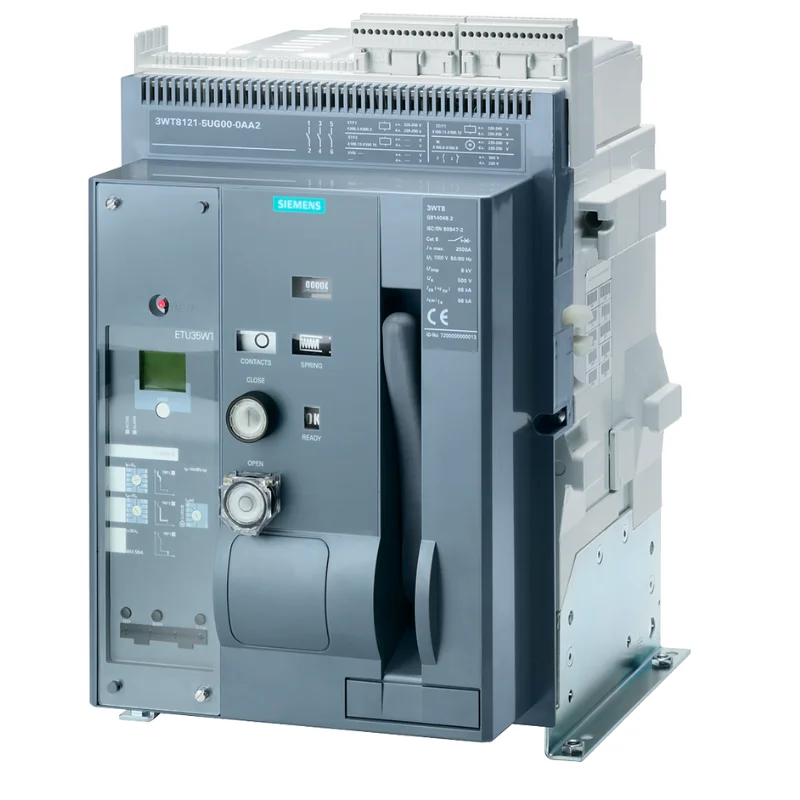 Siemens 3WT  1000 A  3 Pole  55 kA  Manual Fixed  O/L  S/C & E/F  Microprocessor Based ETU37WT ACB 3WT81006AA000AA2