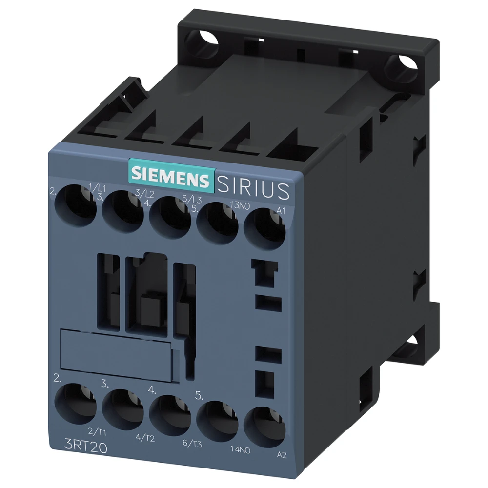 Siemens Sirius 3RT Power Contactor 7 A 3 Pole 24 V AC 1 NC AC3 Duty Size 000 3RT20151AB028K