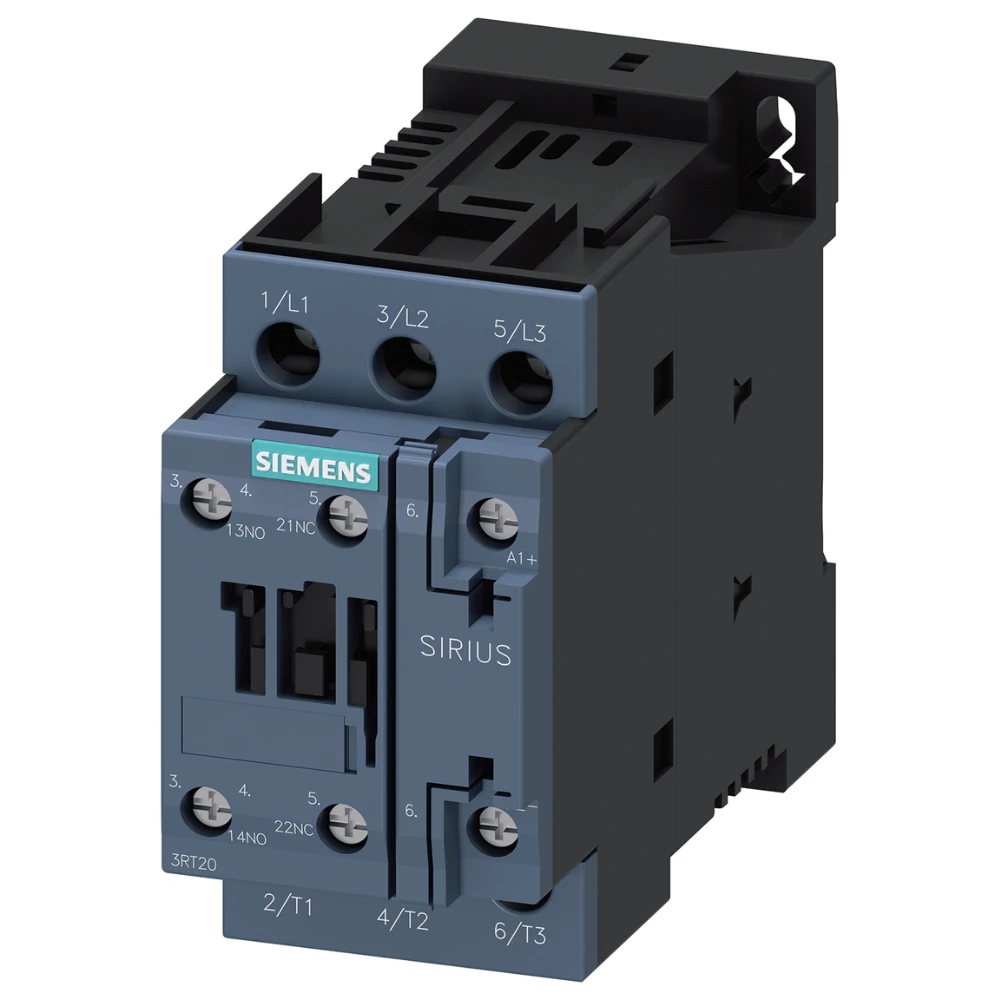 Siemens Sirius 3RT Power Contactor Screw Terminal 25 A 3 Pole 220V DC 1 NO + 1 NC AC3 Duty 3RT20261BM408K