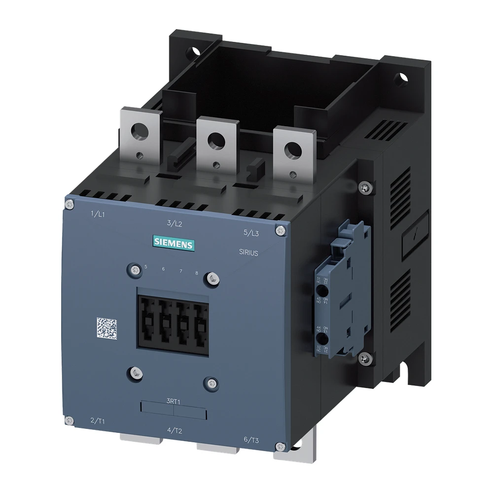 Siemens Sirius 3RT Power Contactor Without Coil 500A 3 Pole 2 NO + 2 NC AC3 Duty Size S12 Busbar Connections Auxiliary Conductor Screw Terminal 3RT10766LA06