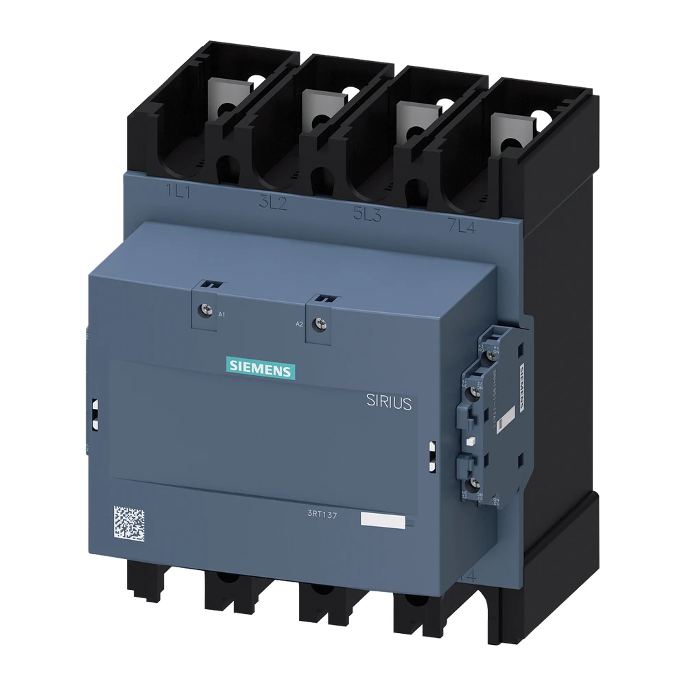 Siemens Sirius 3RT Contactor 525 A 4 Pole 100250 V AC/DC 2 NO+2 NC AC1 Duty Connection Rail/ Screw Terminal 3RT13756AP36