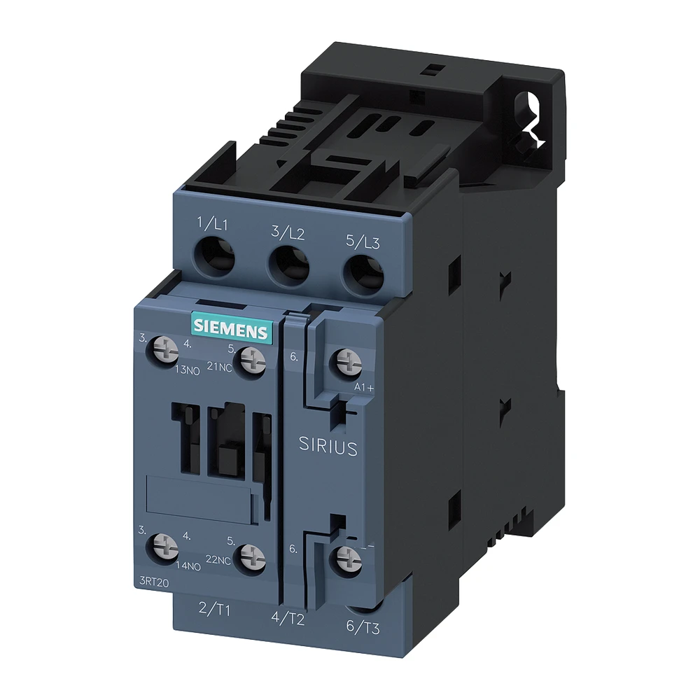 Siemens Sirius 3RT Power Contactor Screw Terminal 25 A 3 Pole 220V DC 1 NO + 1 NC AC3 Duty 3RT20261BM40