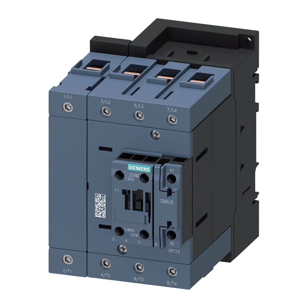 Siemens Sirius 3RT Power Contactor 140 A 4 Pole 230V AC 1 NO + 1 NC AC1 Duty 3RT23461AP00