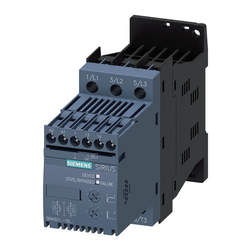 Siemens 3RW Digital Soft Starter 12.5 A 5.5 kW Coil Voltage 110-230 V AC/DC 3RW30171BB14