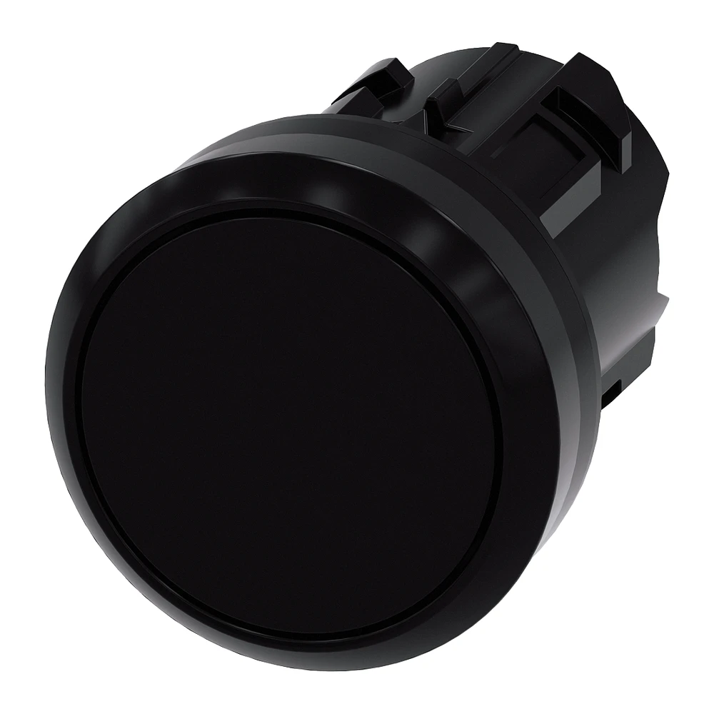 Siemens 3SU Push Button 22 mm Black Plastic Flat Momentary Contact Type 3SU10000AB100AA0