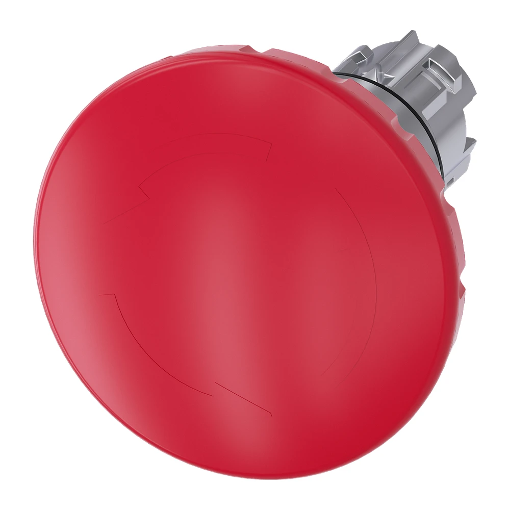 Siemens 3SU Emergency Stop Mushroom Push Button 22 mm Red Round Metal 60 mm Positive Latching Rotate-to-Unlatch 3SU10501JB200AA0