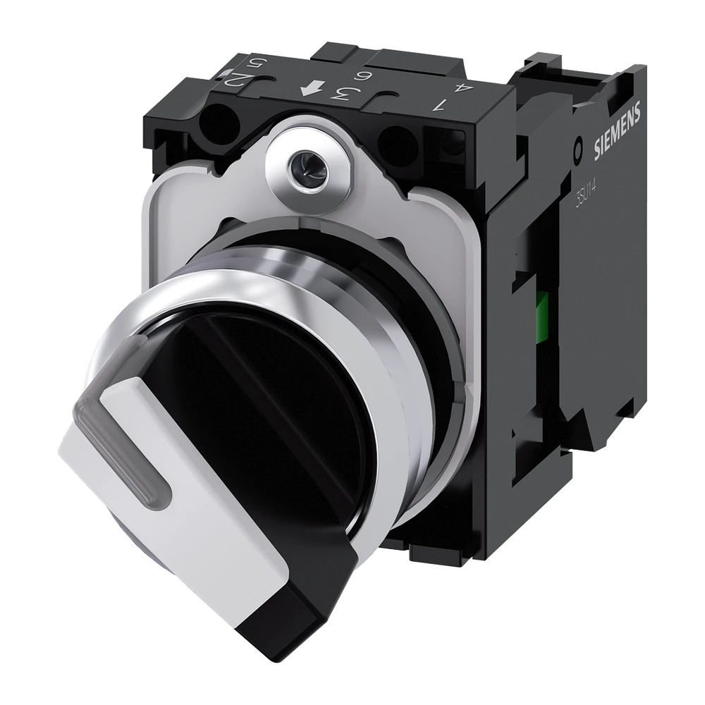Siemens Illu Selector Switch 22mm White Metal 2Position Holder 1NO 3SU11502BF601BA0