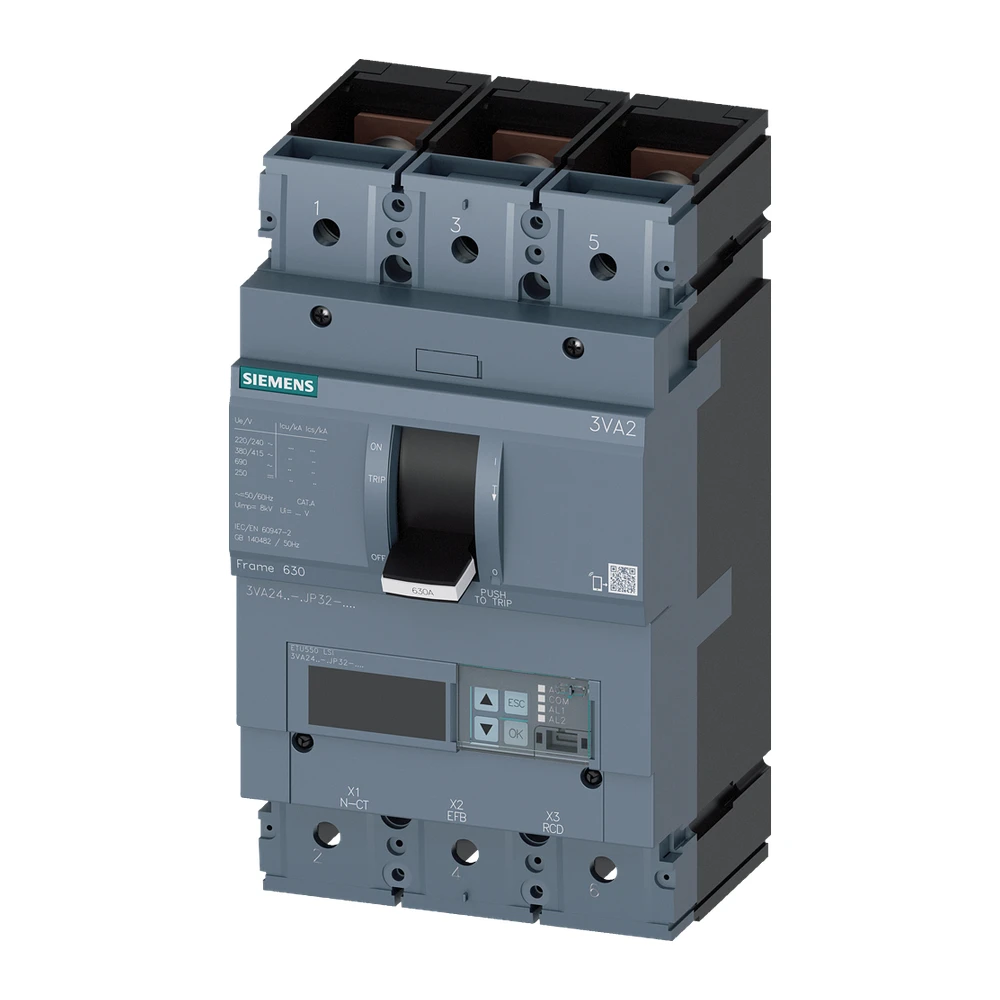 Siemens 3VA 3VA24635JP320AA0 MCCB 630 Amp 3 Pole 55 kA Electronic / Microprocessor