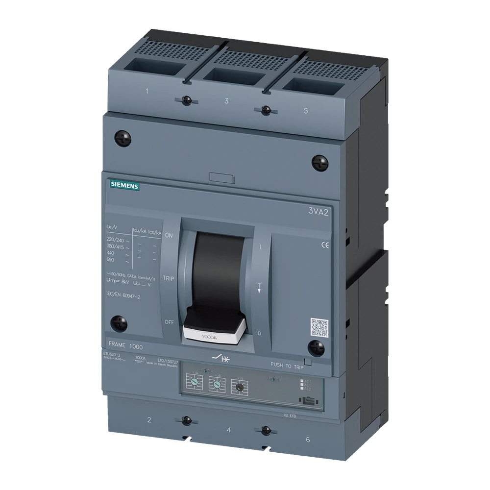 Siemens 3VA 3VA25805HL320AA0 MCCB 800 Amp 3 Pole 55 kA Electronic / Microprocessor