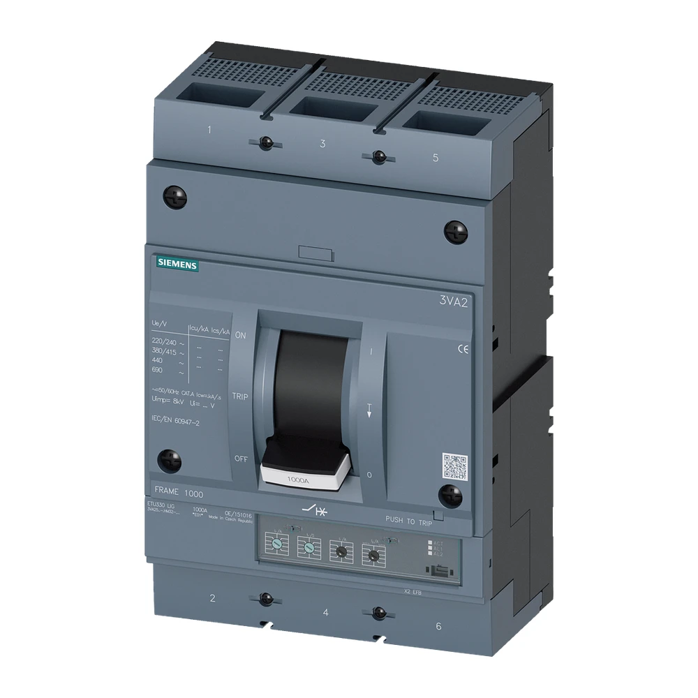 Siemens 3VA 3VA25805HM320AA0 MCCB 800 Amp 3 Pole 55 kA Electronic / Microprocessor
