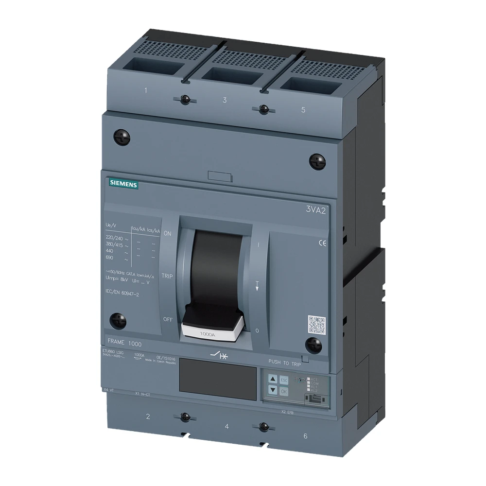 Siemens 3VA 3VA25805KQ320AA0 MCCB 800 Amp 3 Pole 55 kA Electronic / Microprocessor