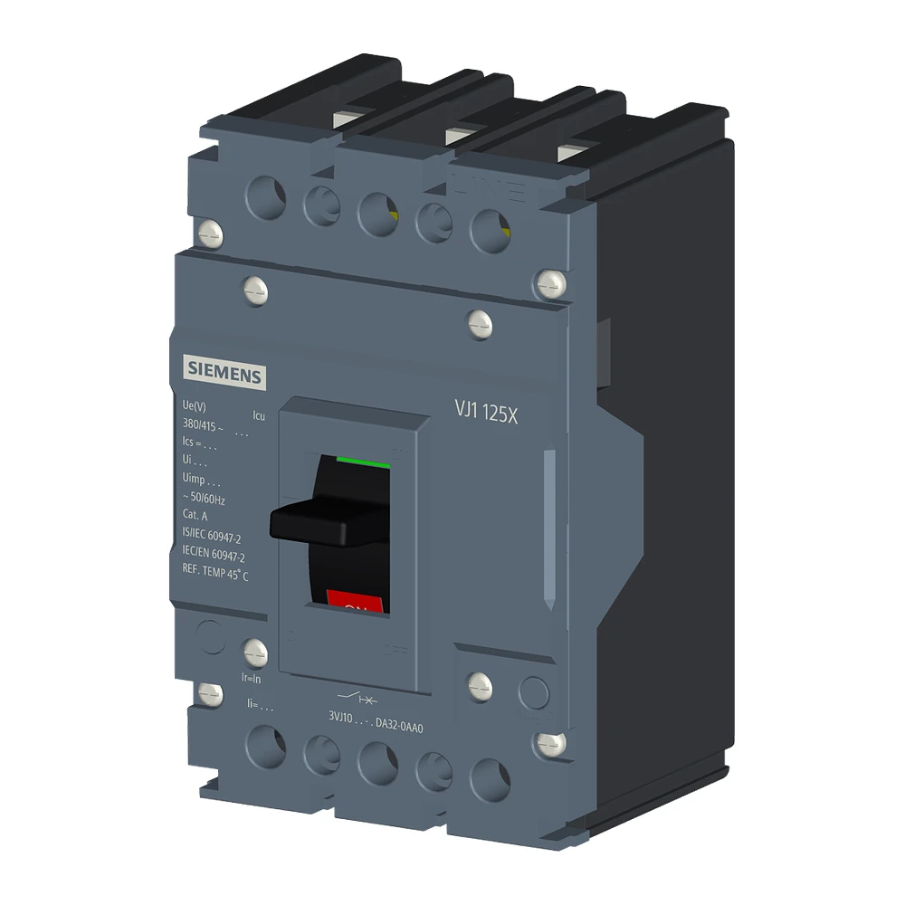 Siemens 3VJ  25 Amp 3 Pole 10 kA Fixed O/L & Fixed S/C Settings Thermal Magnetic Trip Unit (FTFM) MCCB 3VJ1092-0DA32-0AA0