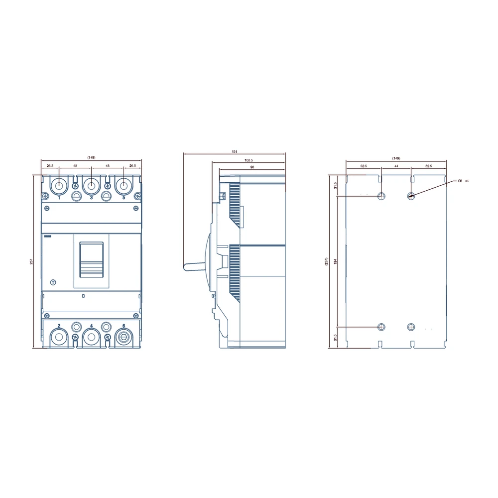 Siemens Sinova 3VJ2 MCCB 400 A, 3 Pole, 36 kA, Overload & Short Circuit, Microprocessor Based Trip Unit FS400 LSI - Ics=Icu