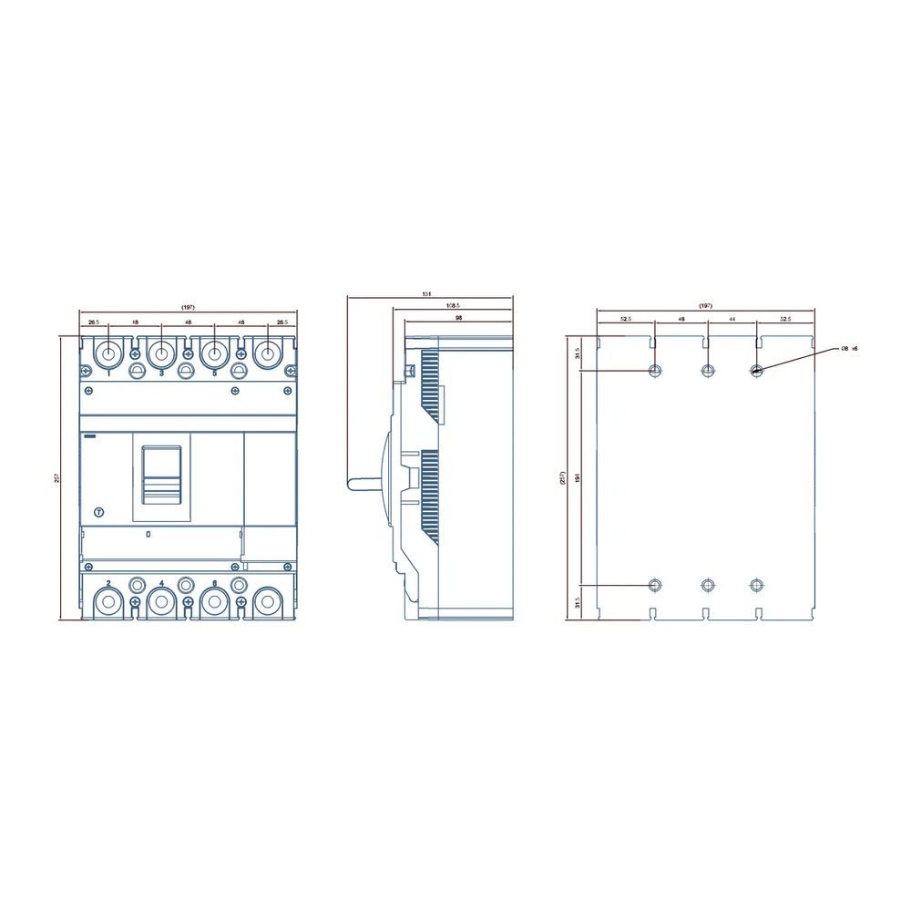 Siemens Sinova 3VJ2 MCCB 400 A, 4 Pole, 55 kA, Overload, Short Circuit & Earth Fault, Microprocessor Based Trip Unit FS400 LSIG - Ics=Icu