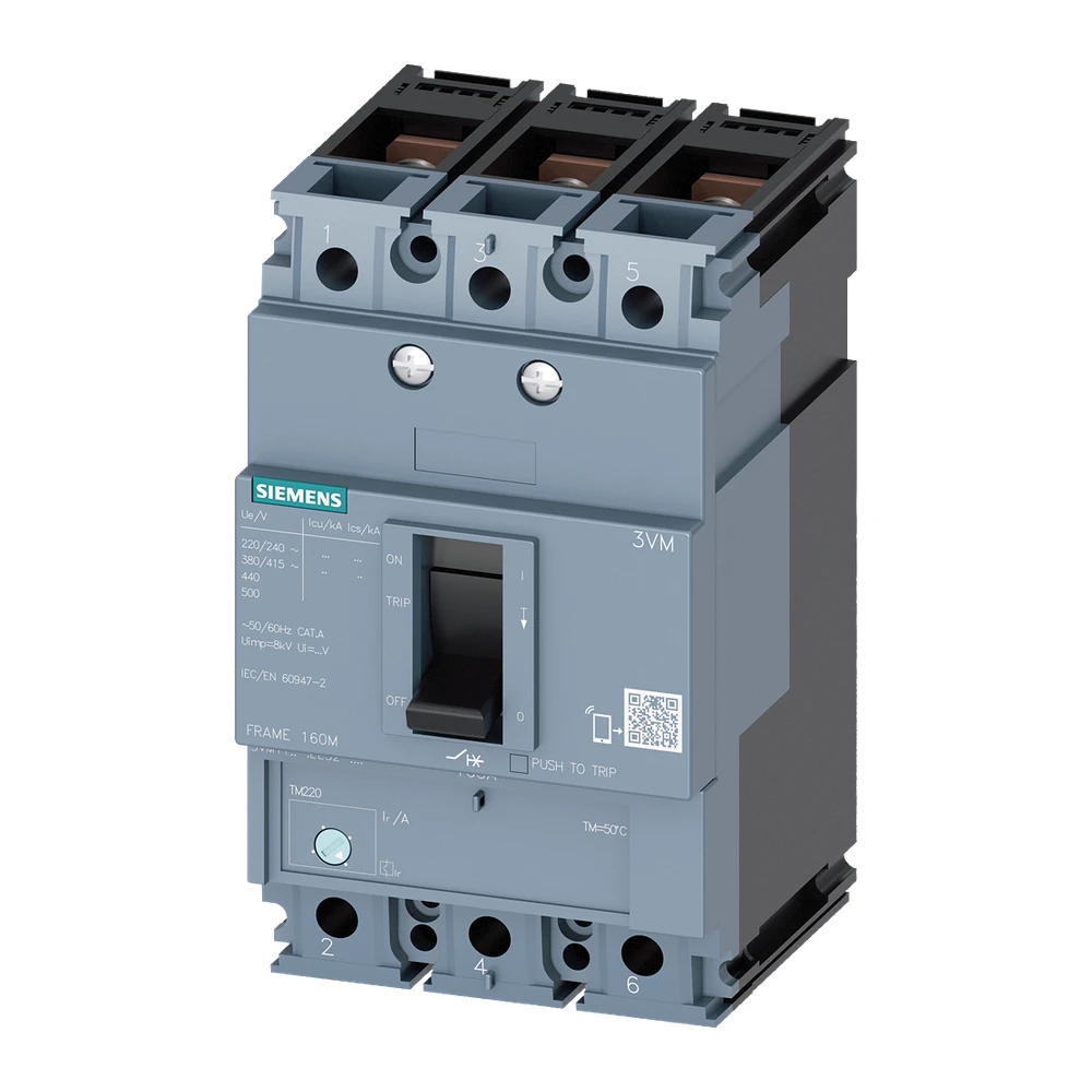 Siemens 3VM 3VM11103EE320AA0 MCCB, 100 Amp, 3 Pole, 25 kA, Adjustable Thermal Fixed Magnetic (ATFM)
