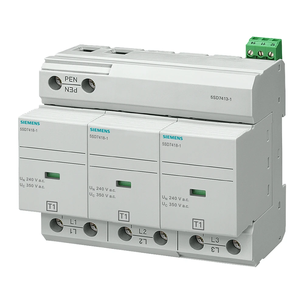 Siemens 5SD Surge Protection Device Lightning Surge Arrester Type 1 Class B For TNC System 240/415VAC 3 Pole 5SD74131