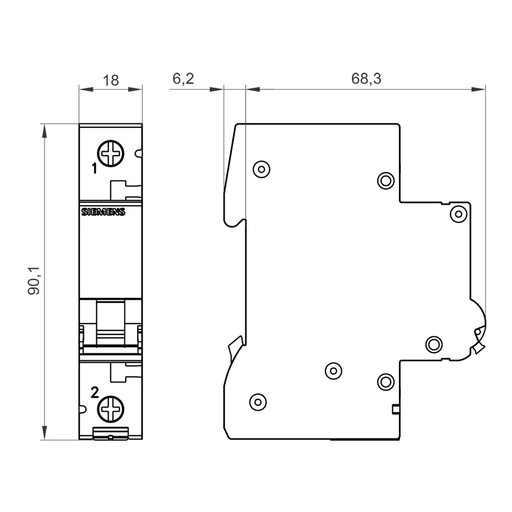 Siemens Betagard 5SL5 DC MCB 3 A, 1 Pole, 10 kA, C-Curve