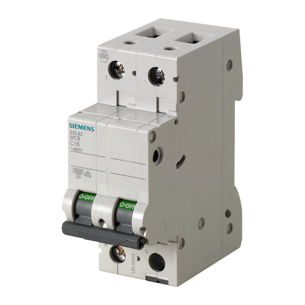 Siemens Betagard 5SL MCB 20 A 2 Pole 7.5 kA B-Curve MCB 5SL62206RC