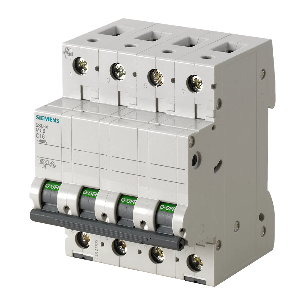 Siemens Betagard 5SL MCB 16 A 4 Pole 7.5 kA B-Curve MCB 5SL64166RC