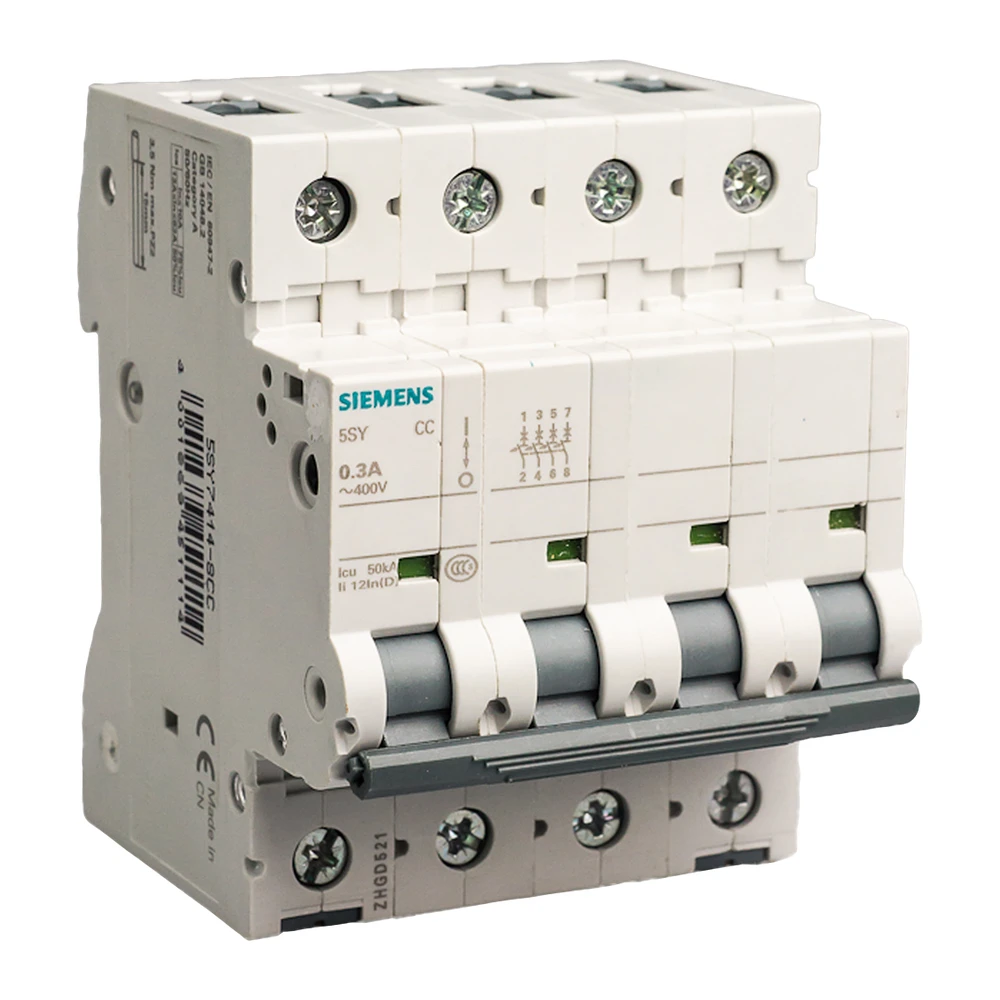 Siemens Betagard 5SY7 MCB 40 A 4 Pole 15 kA D-Curve MCB 5SY74408CC