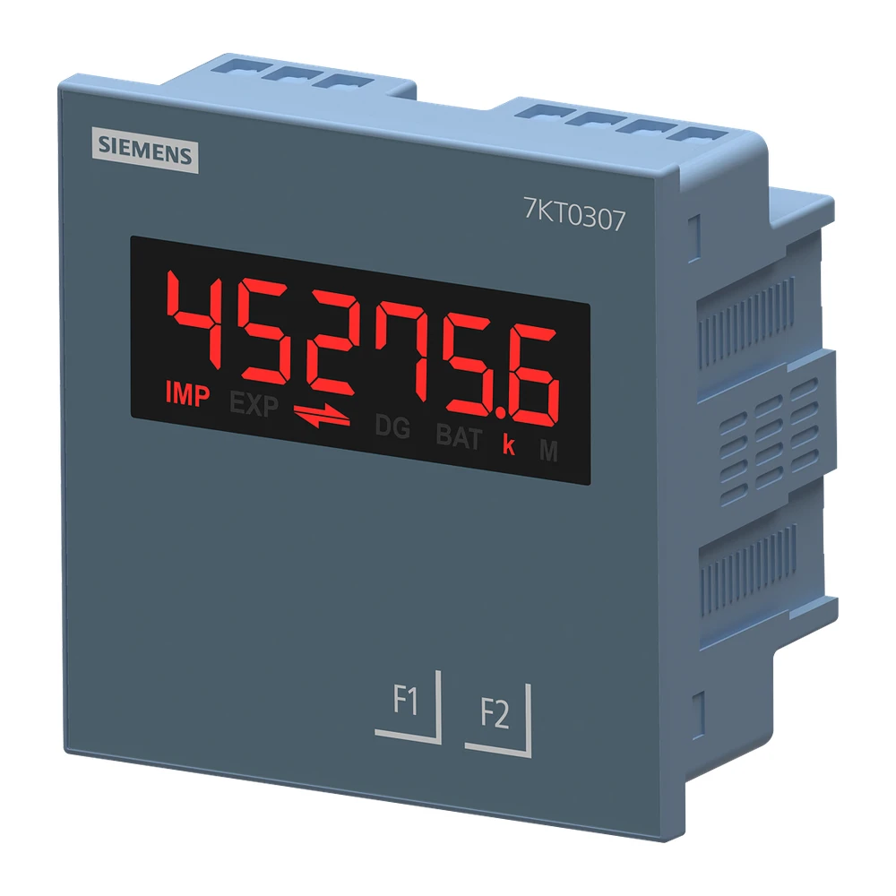 Siemens 7KT Power Monitoring Device Panel instrument Modbus RTU Single line LED Display Vaux: 95V to 240V AC x/1 or 5 A, Class 1 7KT0307
