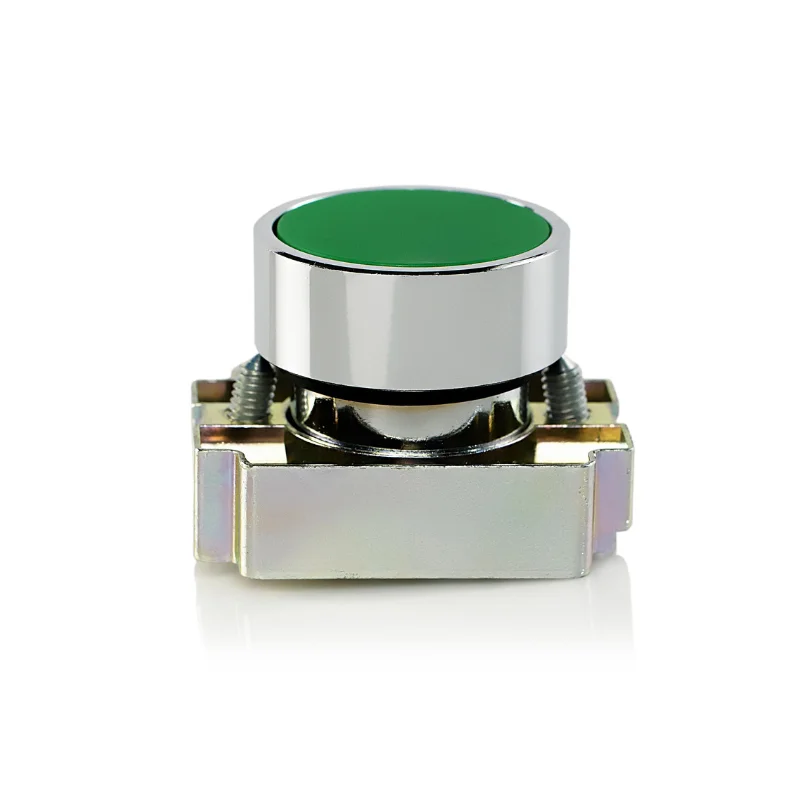 Teknic Metallic Series Momentary Push Button Actuator 22.5 mm Green Flush Type 2AF3